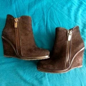 Vince Camuto Black Suede Wedge Ankle Boots
